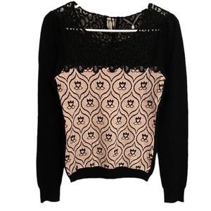 Anthropologie Knitted & Knotted Black and Cream Sweater. Size S.